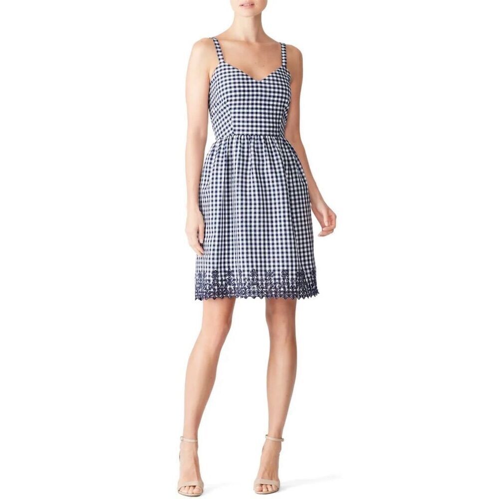 Draper James Navy and White Gingham Midi Dress